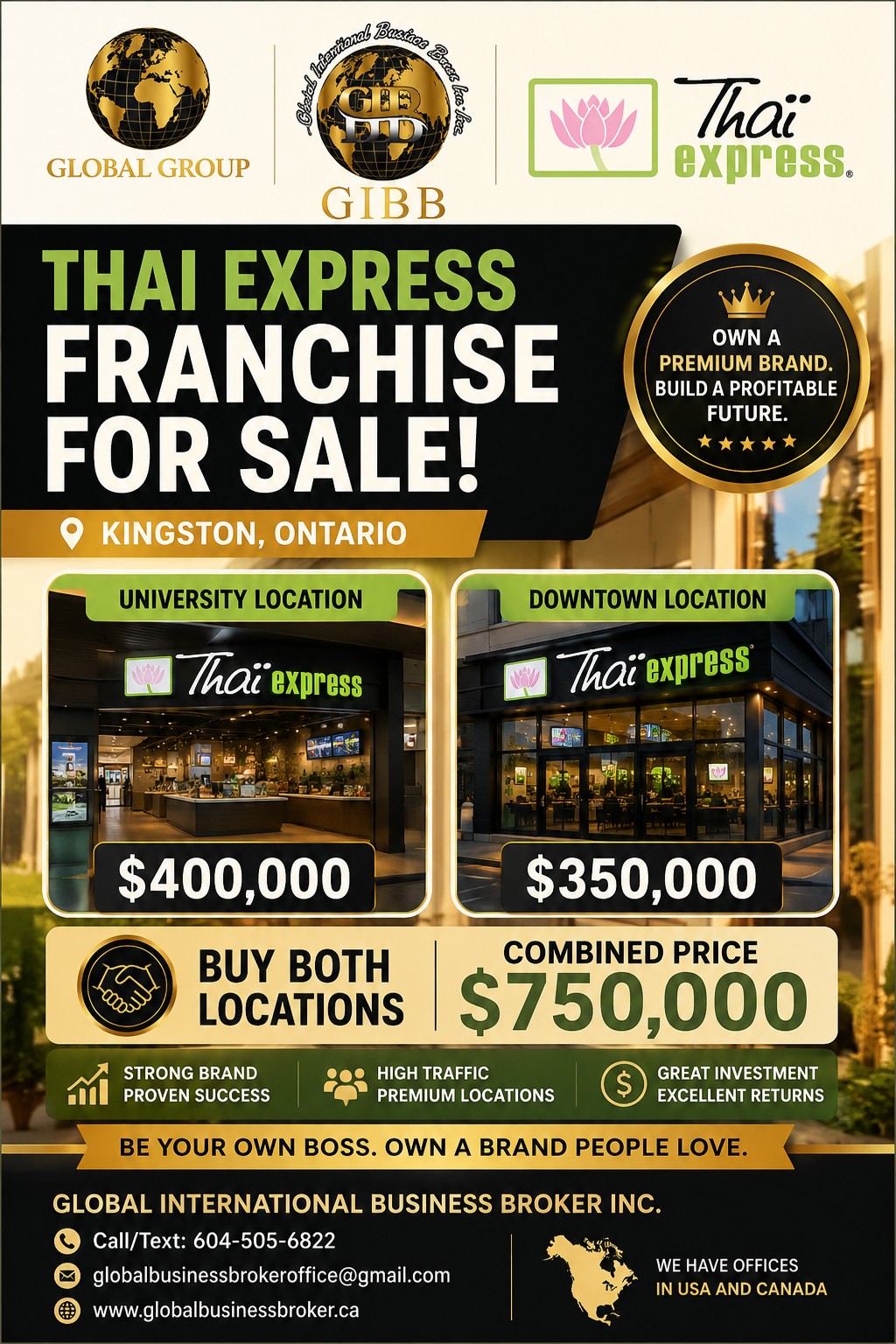 OWN A WELL-KNOWN THAI EXPRESS FRANCHISE IN KINGSTON, ONTARIO